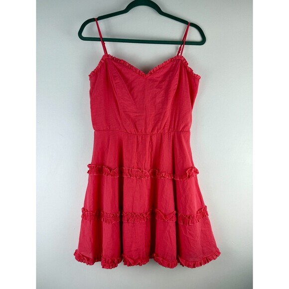 francesca's Dresses & Skirts - Francesca's Ruffle Tiered Coral color Adjustable Spaghetti straps Dress Mi Ami